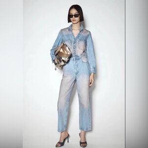 Zara Light Blue Denim Jumpsuit